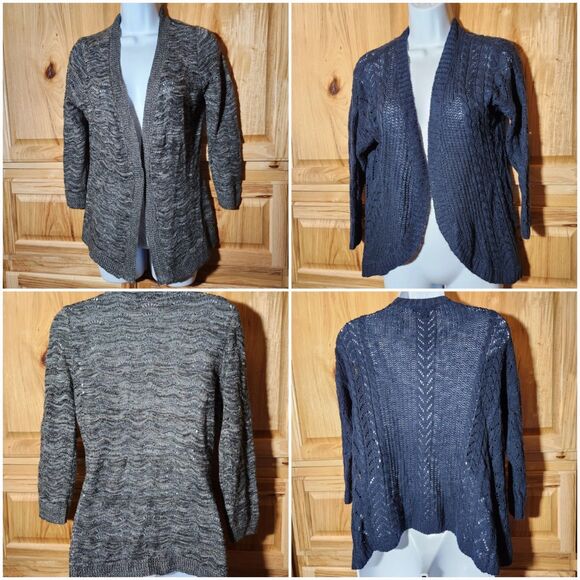 2 Sweater Shawls – Women’s Small | Basic Editions | Blue & Gray | Knit Bundle - Picture 1 of 10